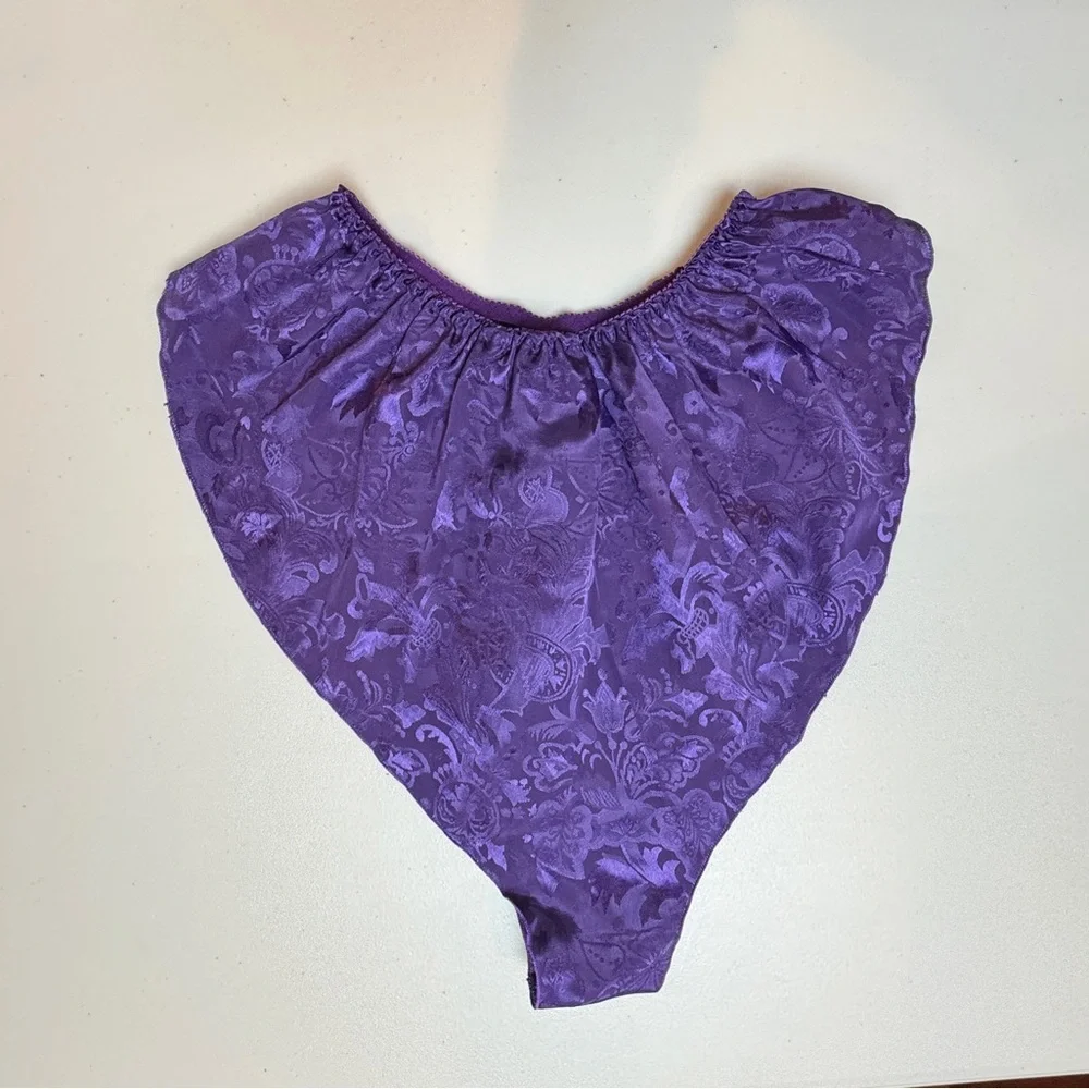 Victoria’s Secret 90s Vintage Purple Satin Camisole & Panty Set Lace Lingerie